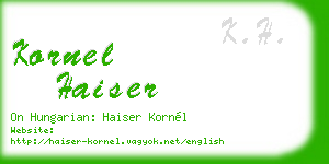 kornel haiser business card